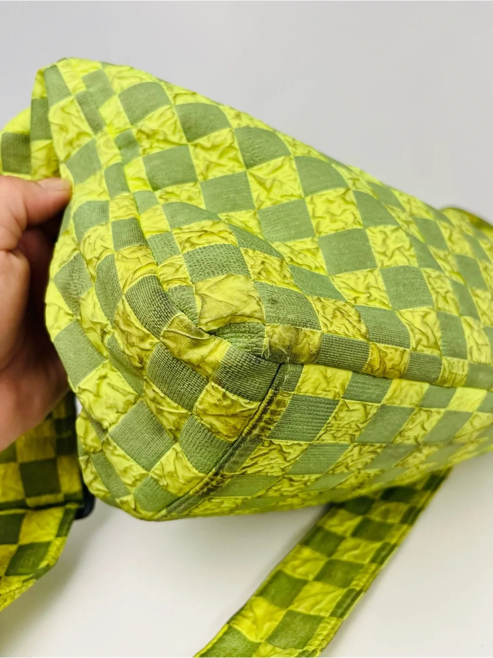 Neon Lime Green Checkered Crossbody Bag